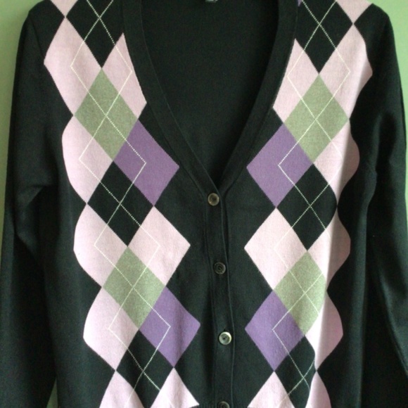 Ladies Argyle Cardigan. Kasper Knits size Medium in excellent condition. - Picture 2 of 6